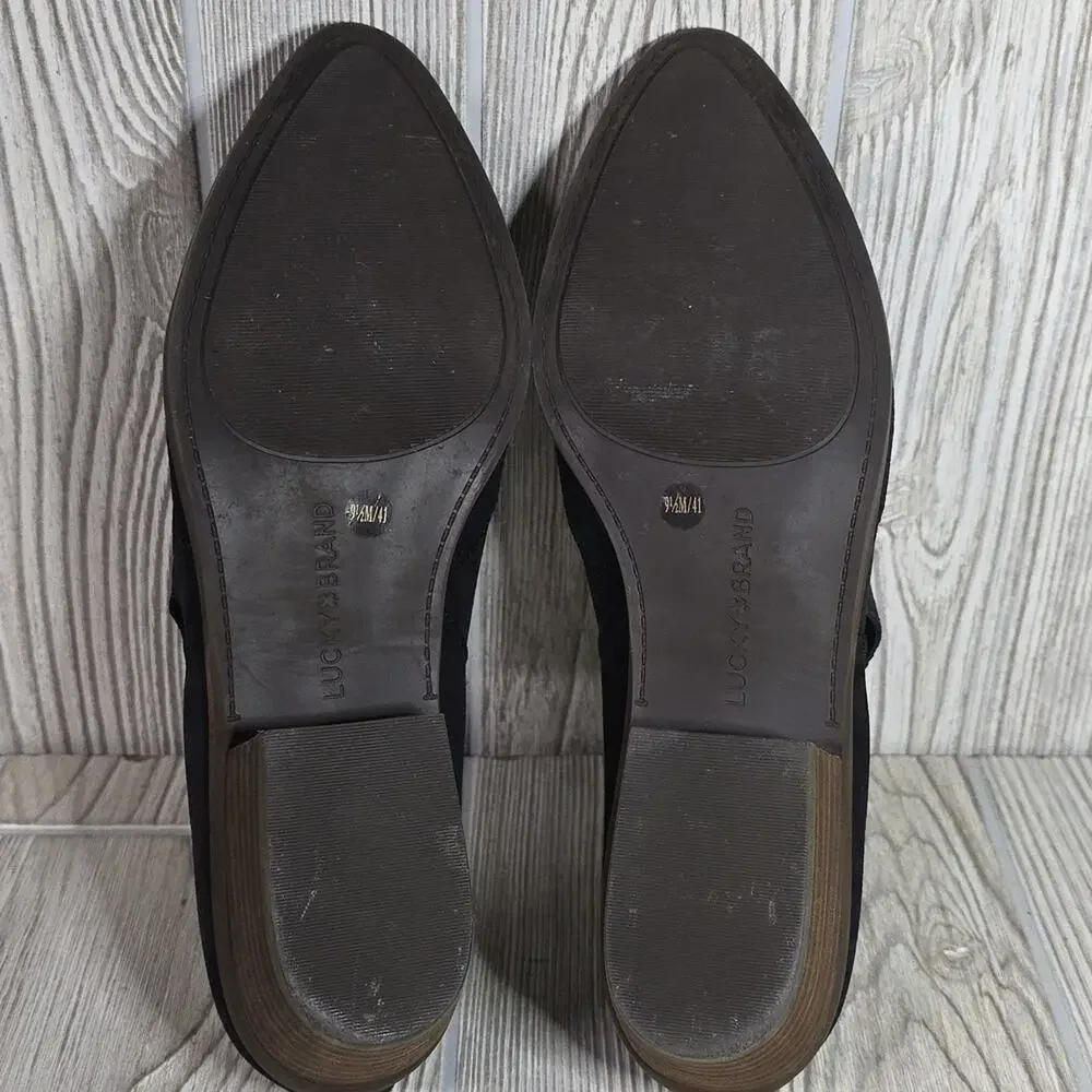 Lucky Brand Mahzan Black Leather Slip On Bootie Womens Size 9.5
